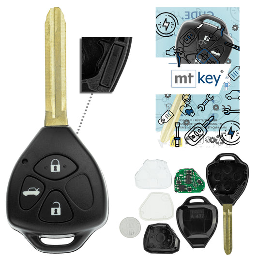 MT-KEY 3 Tasten Funk Schlüssel 434MHZ ID67 Fernbedienung kompatibel mit Toyota IQ Hilux N25 Auris I E150 Rav4 A3 Camry 433MHZ Autoschlüssel