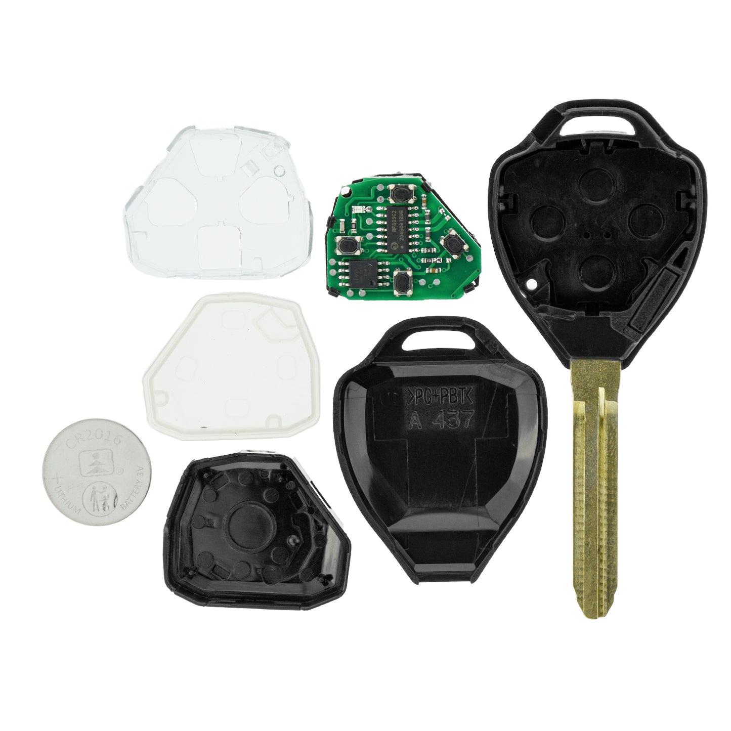 MT-KEY 3 Tasten Funk Schlüssel 434MHZ ID67 Fernbedienung kompatibel mit Toyota IQ Hilux N25 Auris I E150 Rav4 A3 Camry 433MHZ Autoschlüssel