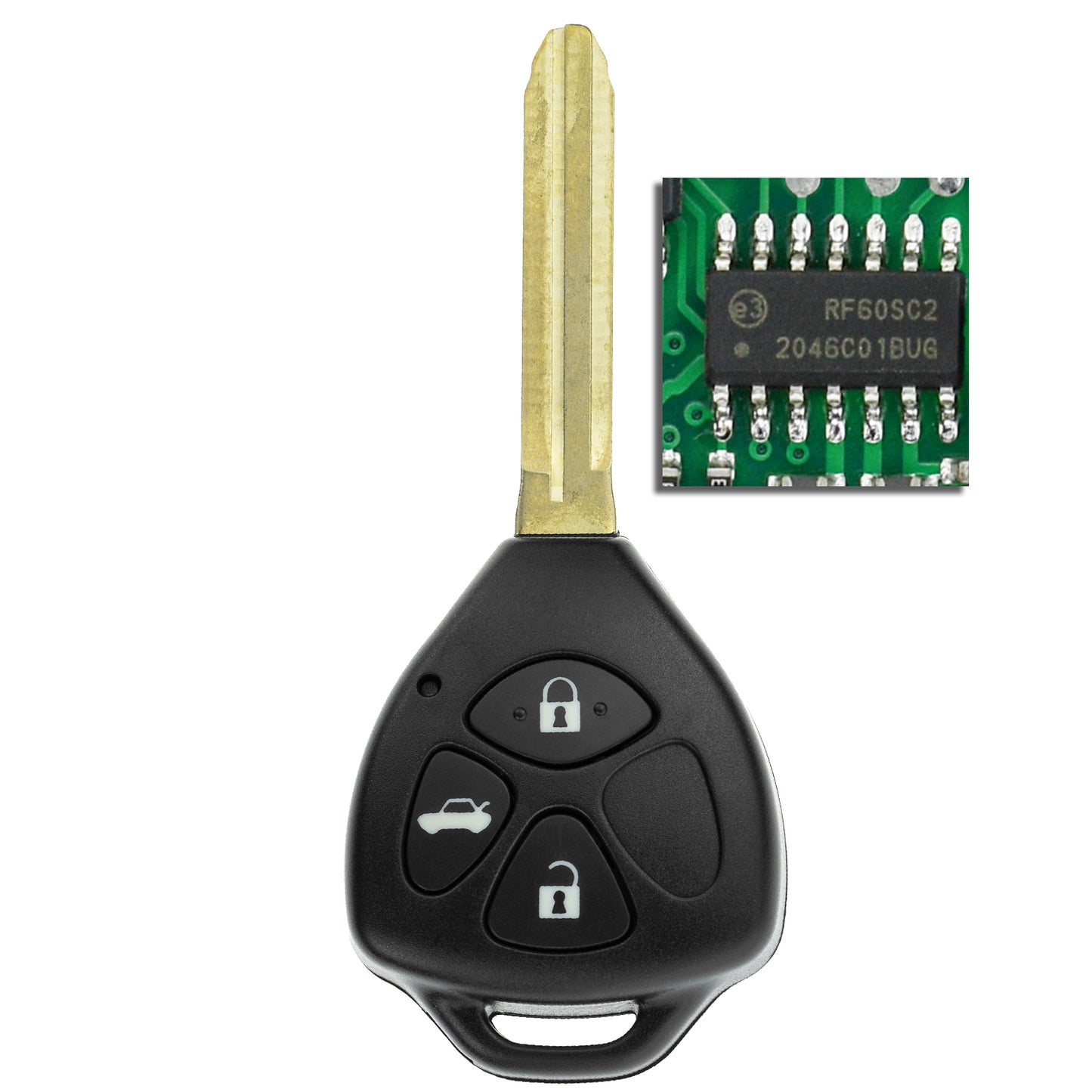 MT-KEY 3 Tasten Funk Schlüssel 434MHZ ID67 Fernbedienung kompatibel mit Toyota IQ Hilux N25 Auris I E150 Rav4 A3 Camry 433MHZ Autoschlüssel