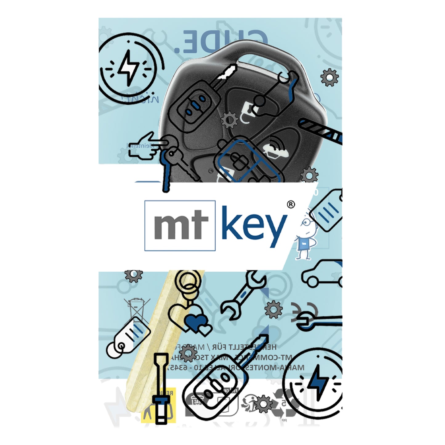 MT-KEY 3 Tasten Funk Schlüssel 434MHZ ID67 Fernbedienung kompatibel mit Toyota IQ Hilux N25 Auris I E150 Rav4 A3 Camry 433MHZ Autoschlüssel