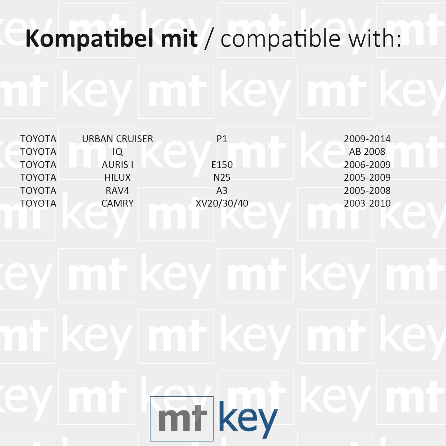 MT-KEY 3 Tasten Funk Schlüssel 434MHZ ID67 Fernbedienung kompatibel mit Toyota IQ Hilux N25 Auris I E150 Rav4 A3 Camry 433MHZ Autoschlüssel