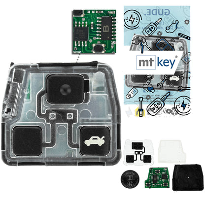 MT-KEY 3 Tasten Fernbedienung 434MHZ kompatibel mit Lexus ES GS RX SC 300 Toyota Avensis Corolla MR2 Land Cruiser Rav4 Yaris 433MHZ Autoschlüssel