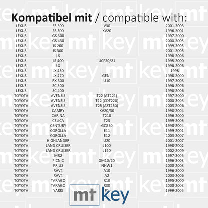MT-KEY 3 Tasten Fernbedienung 434MHZ kompatibel mit Lexus ES GS RX SC 300 Toyota Avensis Corolla MR2 Land Cruiser Rav4 Yaris 433MHZ Autoschlüssel
