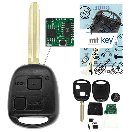 MT-KEY 2 Tasten Funkschlüssel ID67 TOY47 434MHZ kompatibel mit Toyota Corolla E12 01-07 Land Cruiser J120 02-09 Picnic XM10 433MHZ Autoschlüssel