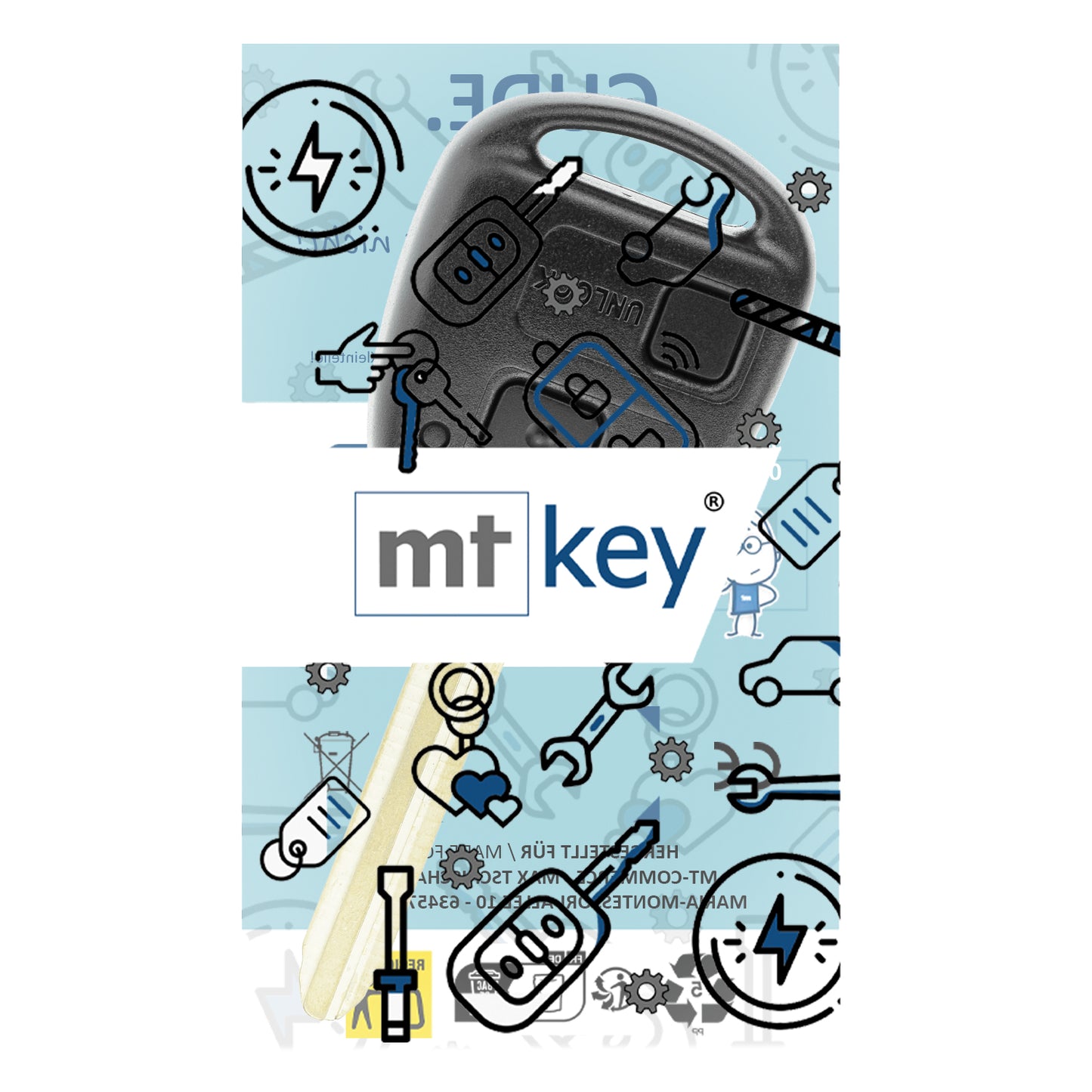 MT-KEY 2 Tasten Funkschlüssel ID67 TOY47 434MHZ kompatibel mit Toyota Corolla E12 01-07 Land Cruiser J120 02-09 Picnic XM10 433MHZ Autoschlüssel
