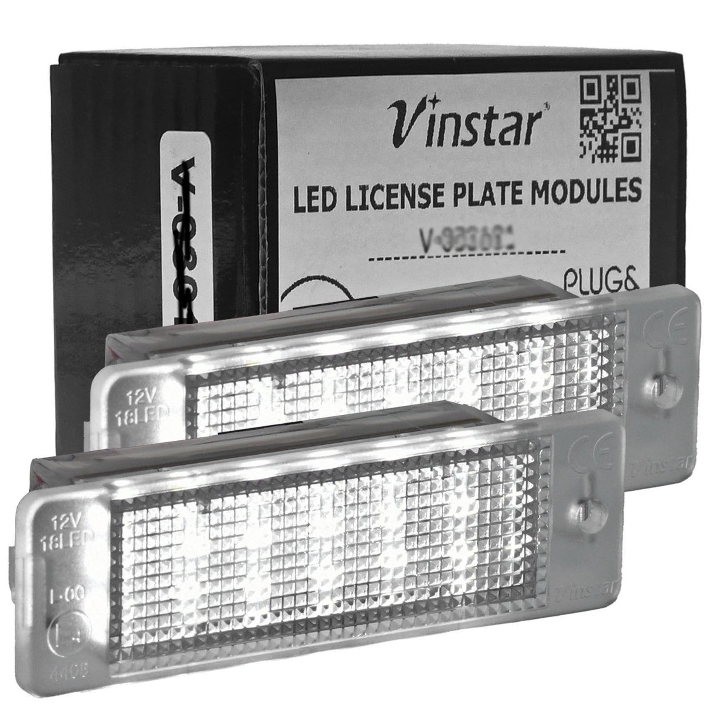 Vinstar LED Kennzeichenbeleuchtung E-geprüft CAN-Bus 18 LEDs je Modul 6000 Kelvin Kompatibel mit OPEL Astra F 1992-1998, Calibra 1989-1997