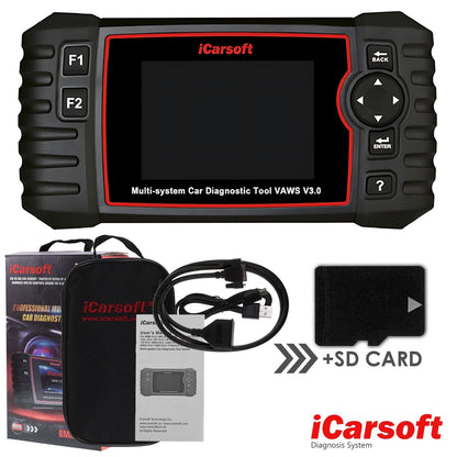 DIAGNOSEGERÄT iCARSOFT VAWS V3.0 für VW Audi Seat Skoda OBD Scanner Online Updates DEUTSCH