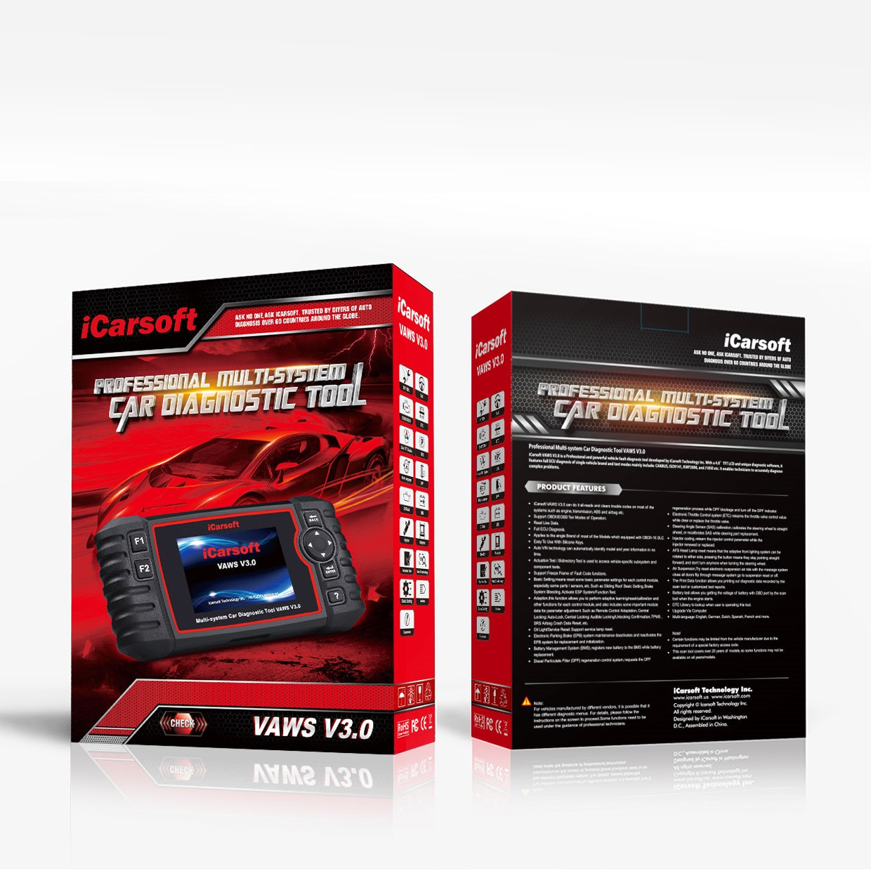 DIAGNOSEGERÄT iCARSOFT VAWS V3.0 für VW Audi Seat Skoda OBD Scanner Online Updates DEUTSCH