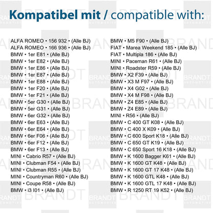 BRANDT AUTOMOTIVE Kennzeichenleuchten + Kabel 6000K LED kompatibel mit Bmw X2 F39 6er F13 F12 F06 E63 E64 Fiat Marea Weekend Multipla Alfa Romeo 156 166 Kennzeichenbeleuchtung