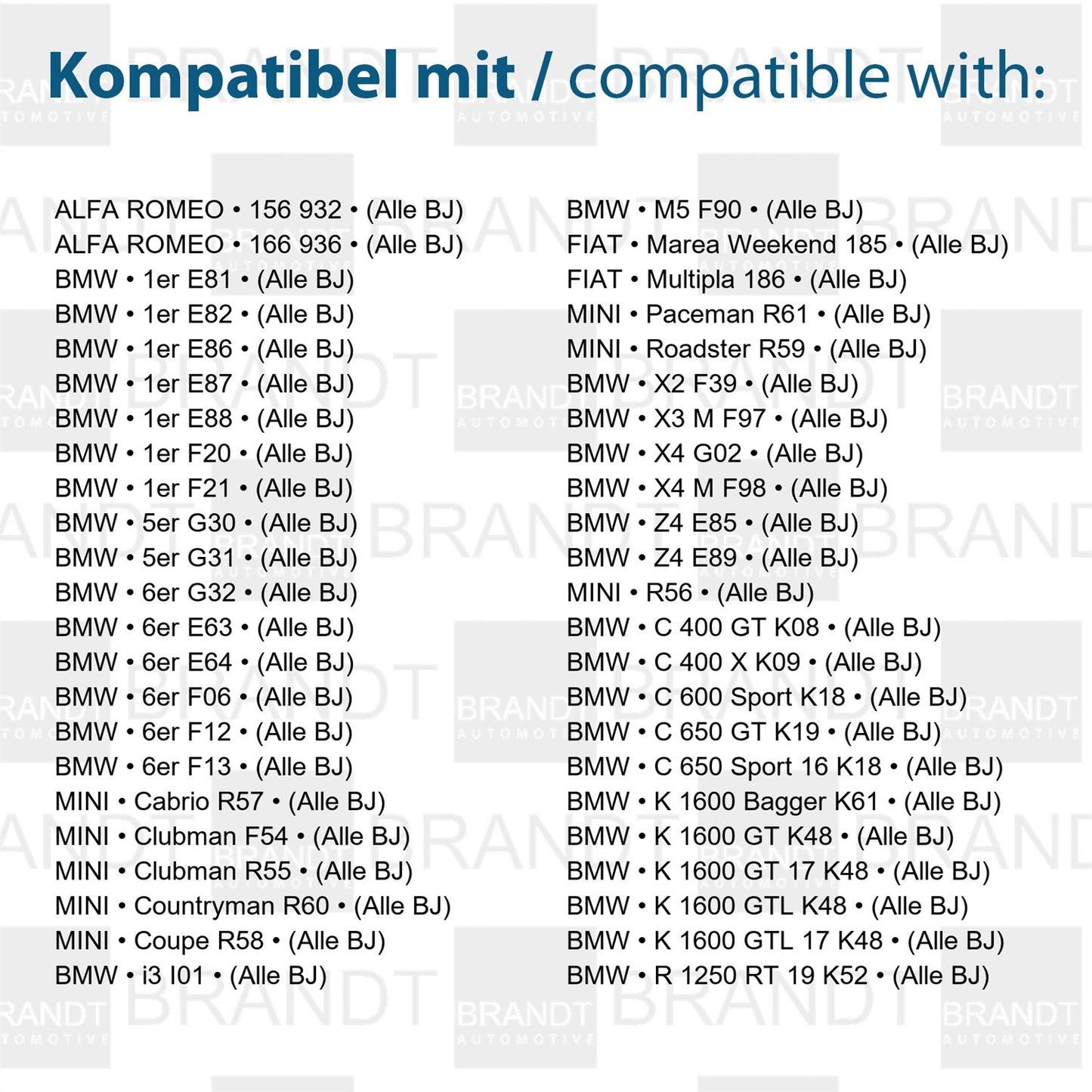 BRANDT AUTOMOTIVE Kennzeichenleuchten + Kabel CREE LED kompatibel mit Bmw X2 F39 6er F13 F12 F06 E63 E64 FIAT MAREA WEEKEND MULTIPLA ALFA ROMEO 156 166 Kennzeichenbeleuchtung