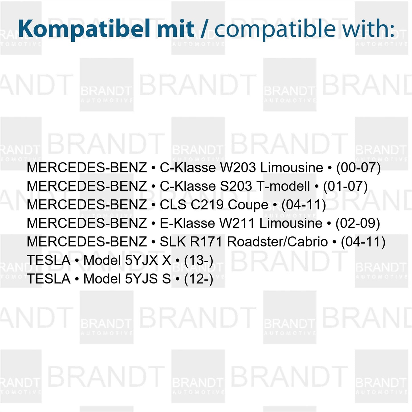 BRANDT Kennzeichenleuchten LED kompatibel mit Mercedes Benz C-KLASSE W203 S207 00-07 CLS C219 04-11 E-KLASSE W211 02-09 SLK R171 TESLA MODEL S MODEL X Kennzeichenbeleuchtung