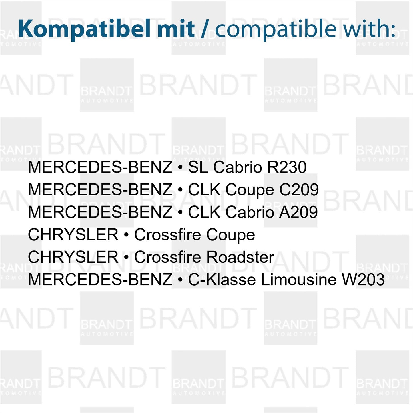 BRANDT Kennzeichenleuchten LED kompatibel mit Mercedes Benz SL R230 01-12 CLK Coupe Cabrio C209 A209 W 209 C-Klasse W203 CHRYLSER Crossfire Coupe Roadster Kennzeichenbeleuchtung