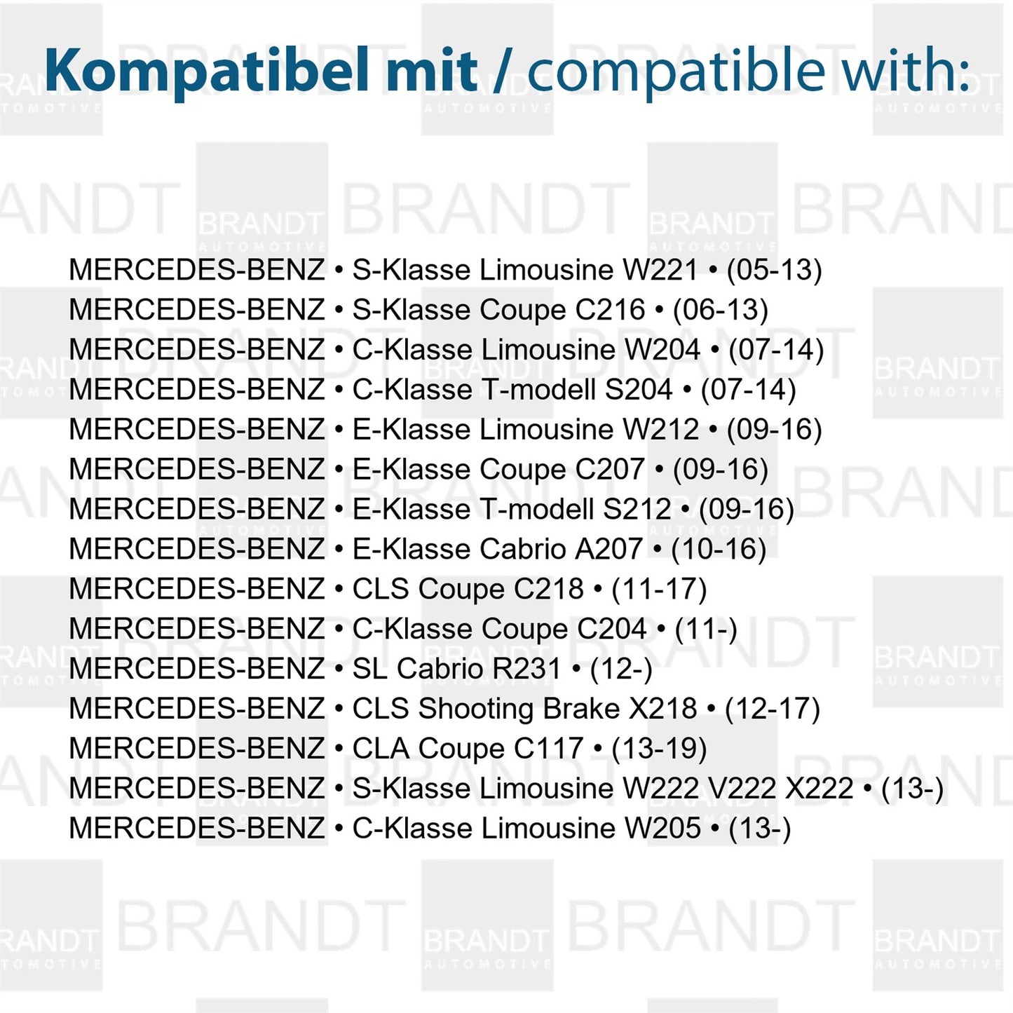 BRANDT AUTOMOTIVE Kennzeichenleuchten LED kompatibel mit Mercedes Benz S-Klasse W221 W222 V222 X222 SL R231 C-Klasse W204 S204 C204 W205 Kennzeichenbeleuchtung