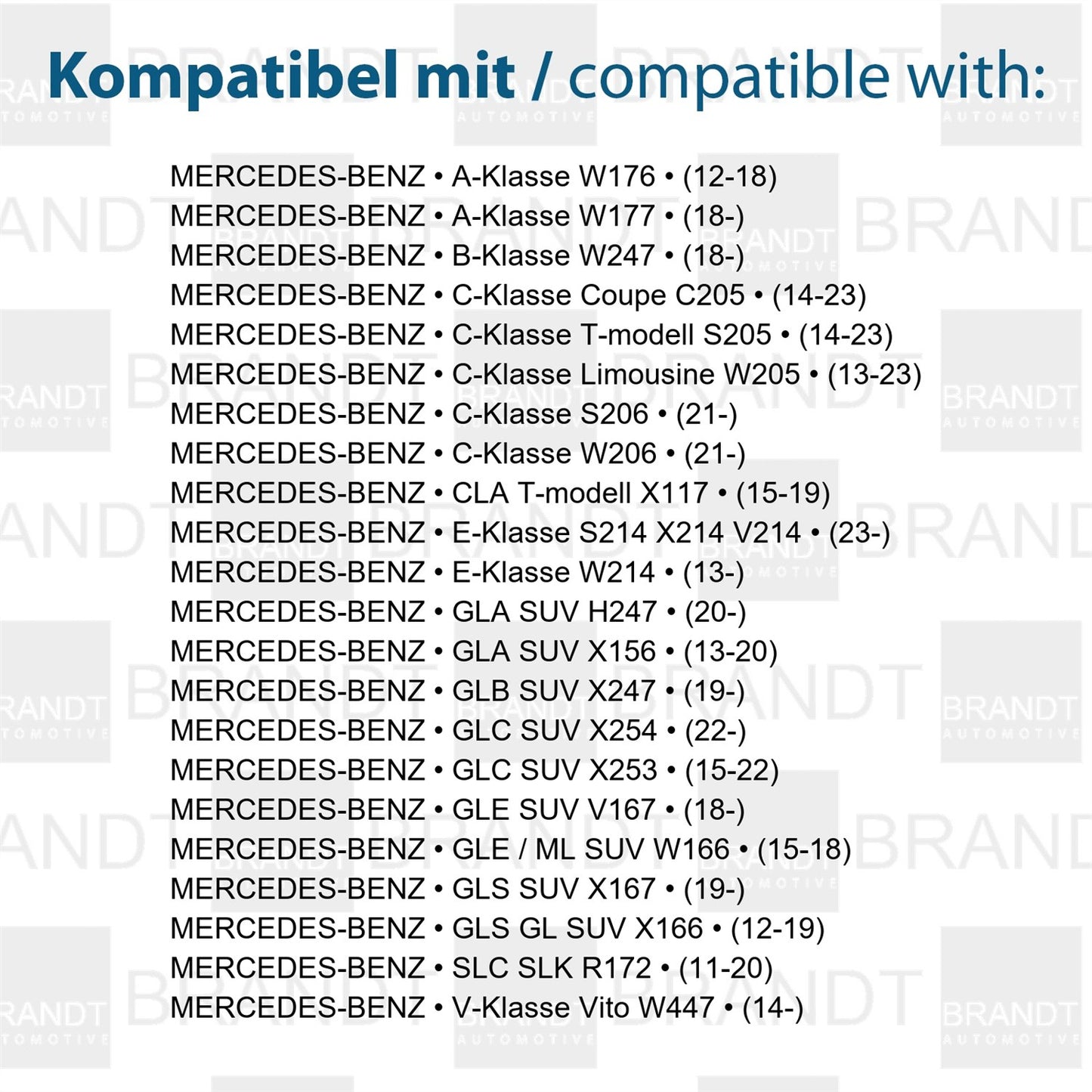 BRANDT Kennzeichenleuchten LED kompatibel mit Mercedes Benz A-Klasse W176 W177 B-Klasse W247 C-Klasse C205 S205 W205 S206 W206 CLA X117 VITO V-Klasse W447 Kennzeichenbeleuchtung