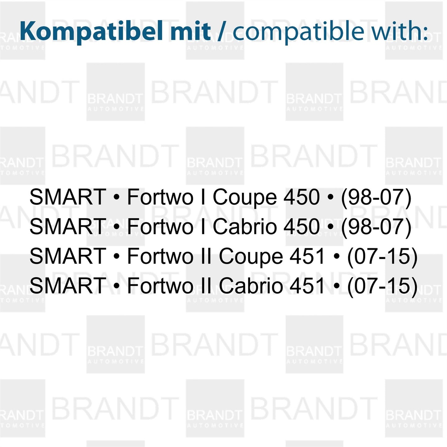 BRANDT AUTOMOTIVE Kennzeichenleuchten LED kompatibel mit Smart Fortwo I II 450 451 Coupe Cabrio 1998-2015 Kennzeichenbeleuchtung