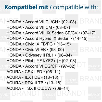 BRANDT Kennzeichenleuchten LED kompatibel mit Honda Pilot I Civic IX 13-15 Accord VI VII VIII IX Civic VI EK 98-00 Odyssey II RL1 98-04 Accord Hybrid IX Acura TSX II CSX I FD ILX I DE RDX II TB 13-18