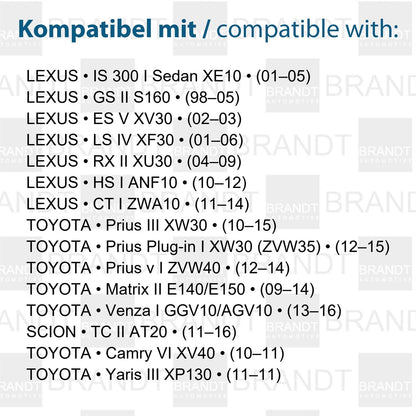 BRANDT Kennzeichenleuchten LED kompatibel mit Lexus CT I 11-14 ES V XV30 02-03 GS II S160 98-05 HS I 10-12 IS 300 I Lim. XE10 01-05 LS IV XF30 01-06 RX II XU30 04-09 Scion TC II AT20 11-16