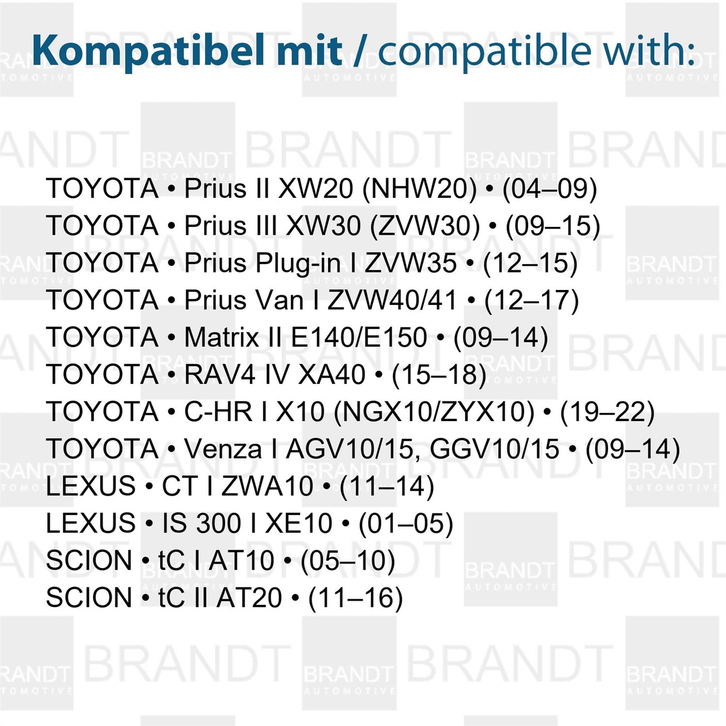 BRANDT AUTOMOTIVE Kennzeichenleuchten LED kompatibel mit Lexus CT I 11-14 IS 300 I XE10 01-05 Scion tC I AT10 05-10 tC II AT20 11-16