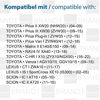 BRANDT AUTOMOTIVE Kennzeichenleuchten LED kompatibel mit Toyota C-HR I 16-22 Matrix II Prius II III 04-15 Plug-in I 12-15 Van I 12-18 RAV4 IV XA40 13-18 Lexus CT I 11-17 IS I SportCross 02-05