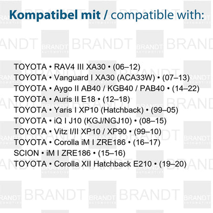 BRANDT Kennzeichenleuchten LED kompatibel mit Toyota Auris II E18 12-18 Aygo II 14-22 Corolla iM I 16-17 Corolla XII Stufenh. E210 19-20 iQ I 08-15 RAV4 III XA30 06-12 Vanguard I 07-13 Yaris I 99-05