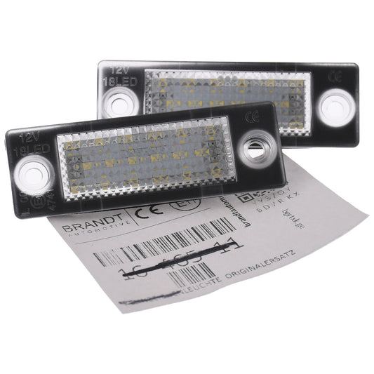BRANDT Kennzeichenleuchten LED kompatibel mit VW Caddy III 2K Golf V Plus 5M Jetta V 1K 05-10 Passat B5 GP 3B 00-05 Passat B6 Variant 3C 05-08 Touran I 1T Transporter T5 7H 7J 03-09 Skoda Superb I 3U