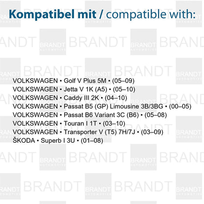 BRANDT Kennzeichenleuchten LED kompatibel mit VW Caddy III 2K Golf V Plus 5M Jetta V 1K 05-10 Passat B5 GP 3B 00-05 Passat B6 Variant 3C 05-08 Touran I 1T Transporter T5 7H 7J 03-09 Skoda Superb I 3U