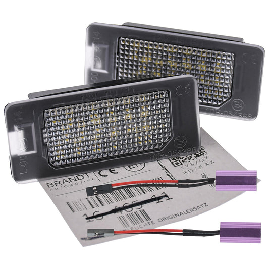 BRANDT AUTOMOTIVE Kennzeichenleuchten + Kabel LED kompatibel mit Audi A1 8X GB 18-25 A3 S3 8V 8Y 16-25 A4 S4 RS4 8W B9 A6 S6 RS6 4G 4K C7 C8 16-25 A7 S7 4G 16-18 S Q3 I 8U 16-18 S Q7 II 4M 16-25