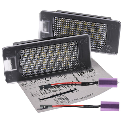 BRANDT Kennzeichenleuchten + Kabel LED kompatibel mit VW Touareg II 7P Porsche Cayenne II FL 958 15-18 Panamera II 971 17-25 Bentley Bentayga I 4V Continental Flying Spur II 3W GT II GTC Supersports II