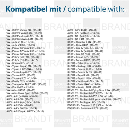 BRANDT Kennzeichenleuchten + Kabel LED kompatibel mit VW Touareg II 7P Porsche Cayenne II FL 958 15-18 Panamera II 971 17-25 Bentley Bentayga I 4V Continental Flying Spur II 3W GT II GTC Supersports II
