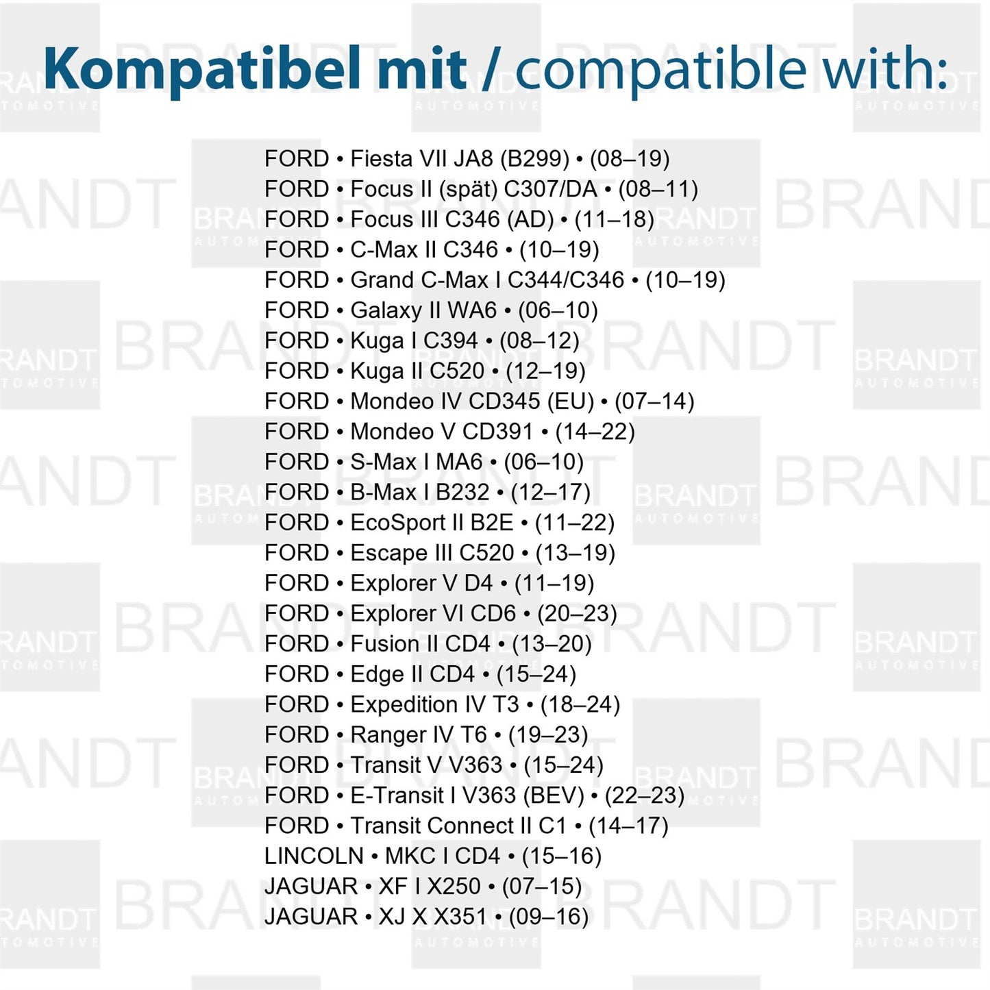 BRANDT AUTOMOTIVE Kennzeichenleuchten LED kompatibel mit Ford Transit Connect II C1 14-17 Transit V V363 15-24 E-Transit I 22-23 Jaguar XF I X250 07-15 XJ X X351 09-16 Licoln MKC I CD4 15-16
