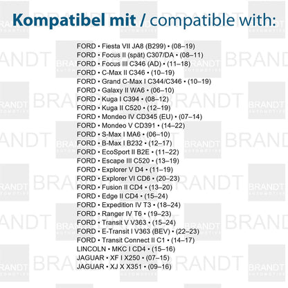 BRANDT Kennzeichenleuchten LED kompatibel mit Ford Grand C-Max S-Max B-Max I C-Max EcoSport Edge II Escape III Explorer V VI Fiesta VII Focus II III Fusion II Galaxy II Kuga I II Mondeo IV V Ranger IV