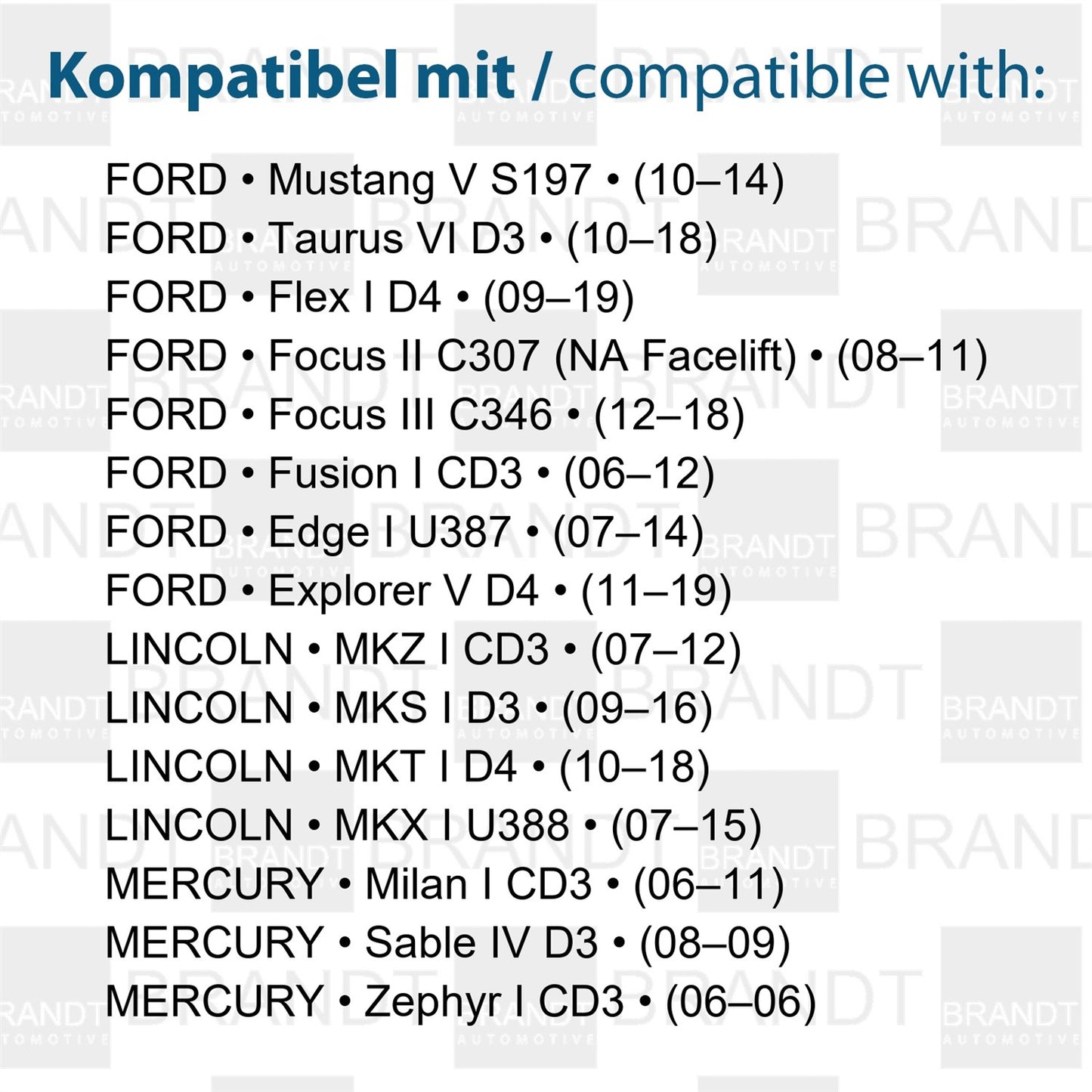 BRANDT AUTOMOTIVE Kennzeichenleuchten CREE LED kompatibel mit Lincoln MKS I D3 09-16 MKT I D4 10-18 MKX I U388 07-15 MKZ I CD3 07-12 Mercury Milan I CD3 06-11 Sable IV D3 08-09 Zephyr I CD3 06-06