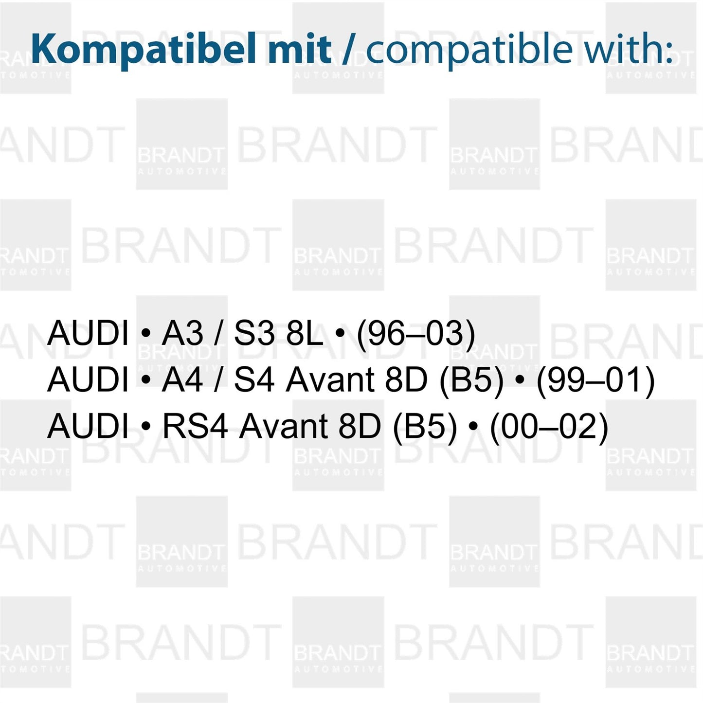 BRANDT AUTOMOTIVE Kennzeichenleuchten LED kompatibel mit Audi A3 S3 8L 96-03 A4 S4 Avant 8D B5 99-01 RS4 Avant 8D B5 00-02