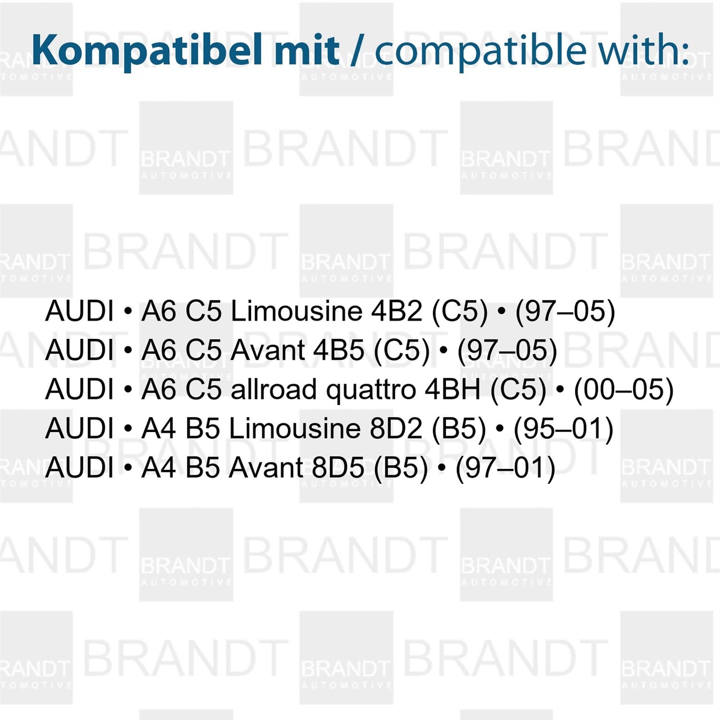 BRANDT AUTOMOTIVE Kennzeichenleuchten + Kabel LED + Widerstand kompatibel mit Audi A4 B5 Avant 97-01 A4 B5 Lim. 95-01 A6 C5 allroad 00-05 A6 C5 Avant 97-05 A6 C5 Limousine 97-05