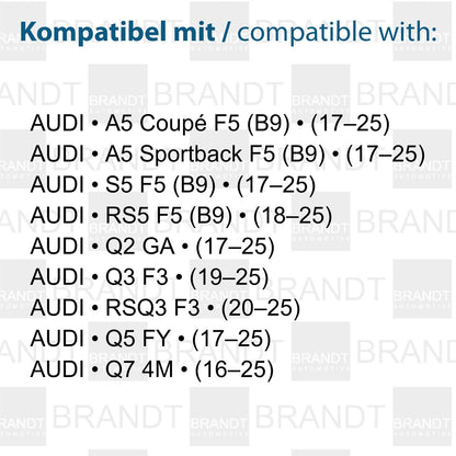 BRANDT Kennzeichenleuchten LED kompatibel mit Audi A5 Coupe F5 B9 17-25 A5 Sportback F5 B9 17-25 Q2 GA 17-25 Q3 F3 19-25 Q5 FY 17-25 Q7 4M 16-25 RS Q3 F3 20-25 RS5 F5 B9 18-25 S5 F5 B9 17-25