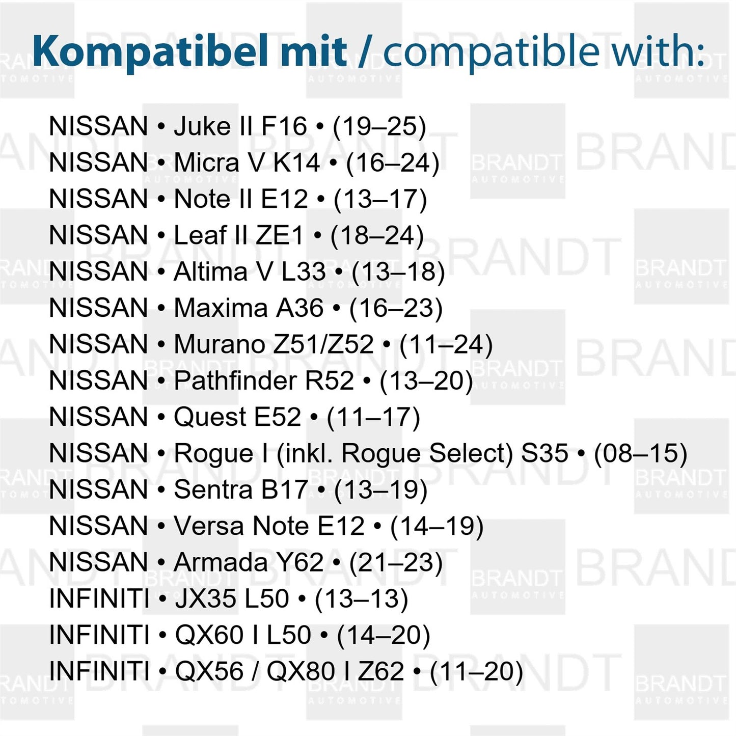 BRANDT AUTOMOTIVE Kennzeichenleuchten LED kompatibel mit Infiniti JX35 L50 13-13 QX56 QX80 I Z62 11-20 QX60 I L50 14-20