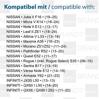 BRANDT AUTOMOTIVE Kennzeichenleuchten LED kompatibel mit Infiniti JX35 L50 13-13 QX56 QX80 I Z62 11-20 QX60 I L50 14-20