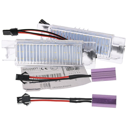 BRANDT AUTOMOTIVE Kennzeichenleuchten + Kabel LED + Widerstand kompatibel mit Chevrolet Camaro VI 14-20 Cruze Stufenh. 16-19 Malibu VIII IX 13-15 Volt I II 11-19