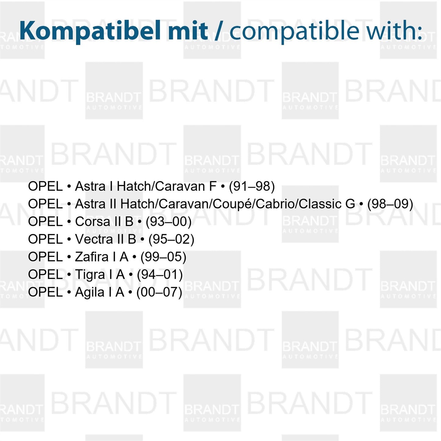 BRANDT AUTOMOTIVE Kennzeichenleuchte LED kompatibel mit Opel Agila A 00-07 Astra F Stufenheck Kombi 91-98 Astra G 98-09 Corsa B 93-00 Tigra A 94-01 Vectra B 95-02 Zafira A 99-05