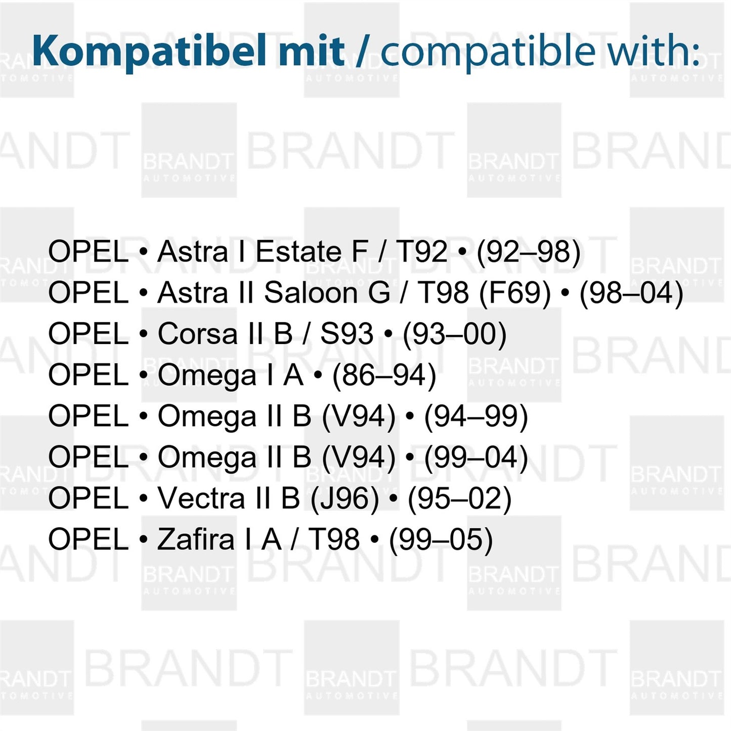 BRANDT AUTOMOTIVE Kennzeichenleuchten LED kompatibel mit Opel Astra F Kombi 92-98 Astra G Limousine 98-04 Corsa B 93-00 Omega A 86-94 Omega B 94-99 Omega B 99-04 Vectra B 95-02 Zafira A 99-05