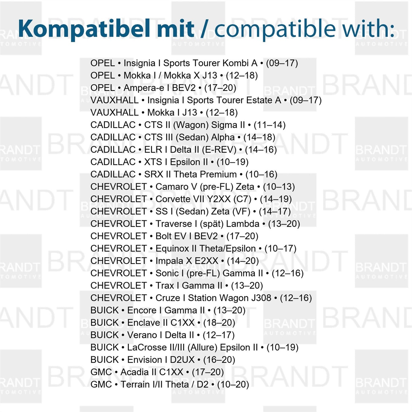 BRANDT AUTOMOTIVE Kennzeichenleuchten + Kabel LED kompatibel mit Opel Ampera-E I 17-20 Insignia A Sports Tourer 09-17 Mokka I / X J13 12-18