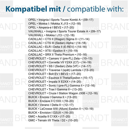 BRANDT Kennzeichenleuchten + Kabel LED kompatibel mit Chevrolet Bolt EV I 17-20 Camaro V 10-13 Corvette VII 14-19 Cruze I Kombi J308 12-16 Equinox II Impala X Sonic I 12-16 SS I Limousine Trax I 13-20