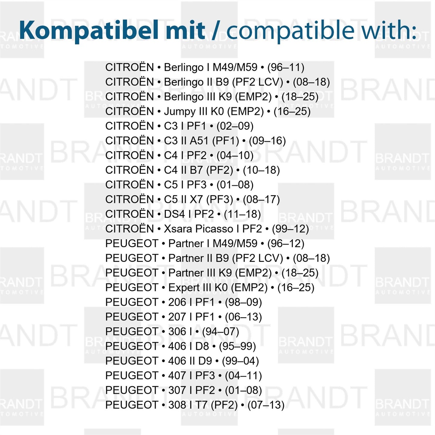 BRANDT AUTOMOTIVE Kennzeichenleuchten LED kompatibel mit Peugeot 206 98-09 207 06-13 306 94-07 307 01-08 308 07-13 406 I II 95-04 407 I 04-11 Expert III 16-25 Partner I II III 96-25