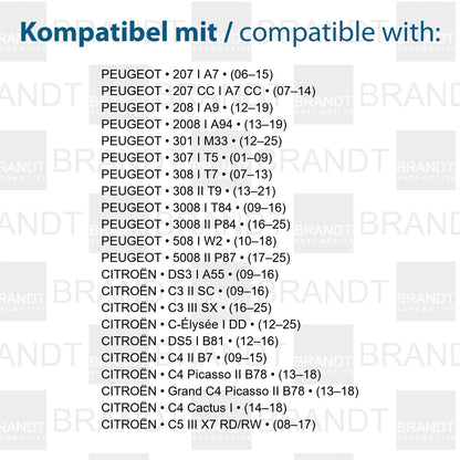 BRANDT Kennzeichenleuchten CREE LED kompatibel mit Peugeot 2008 I A94 207 CC I 07-14 207 I A7 06-15 208 I A9 3008 I II T84 P84 301 I 12-25 307 I T5 01-09 308 I II T7 T9 07-21 5008 II P87 17-25 508 I W2