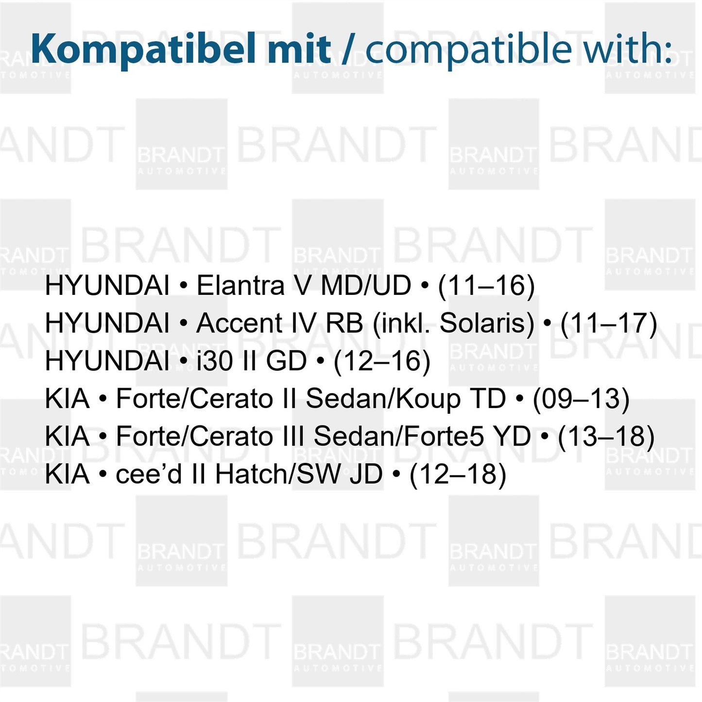 BRANDT AUTOMOTIVE Kennzeichenleuchten LED kompatibel mit Kia Cee’d II Stufenh. SW JD 12-18 Forte Cerato Hyundai Accent IV 11-17 Elantra V 11-16 i30 II GD 12-16