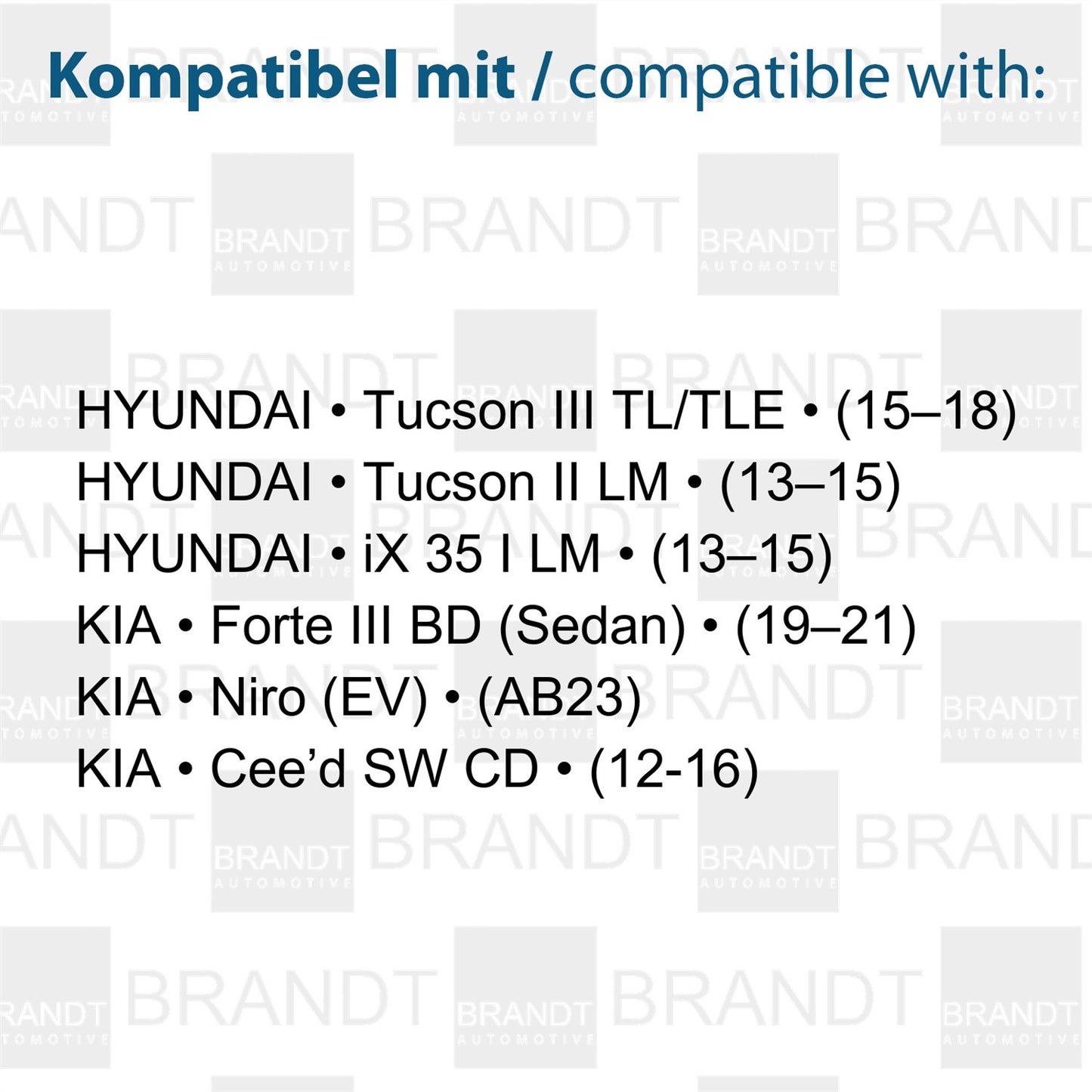 BRANDT AUTOMOTIVE Kennzeichenleuchten + Kabel LED kompatibel mit Hyundai iX 35 I LM 13-15 Tucson II III 13-18 Kia Cee’d SW CD 12-16 Forte III 19-21 Niro EV AB23
