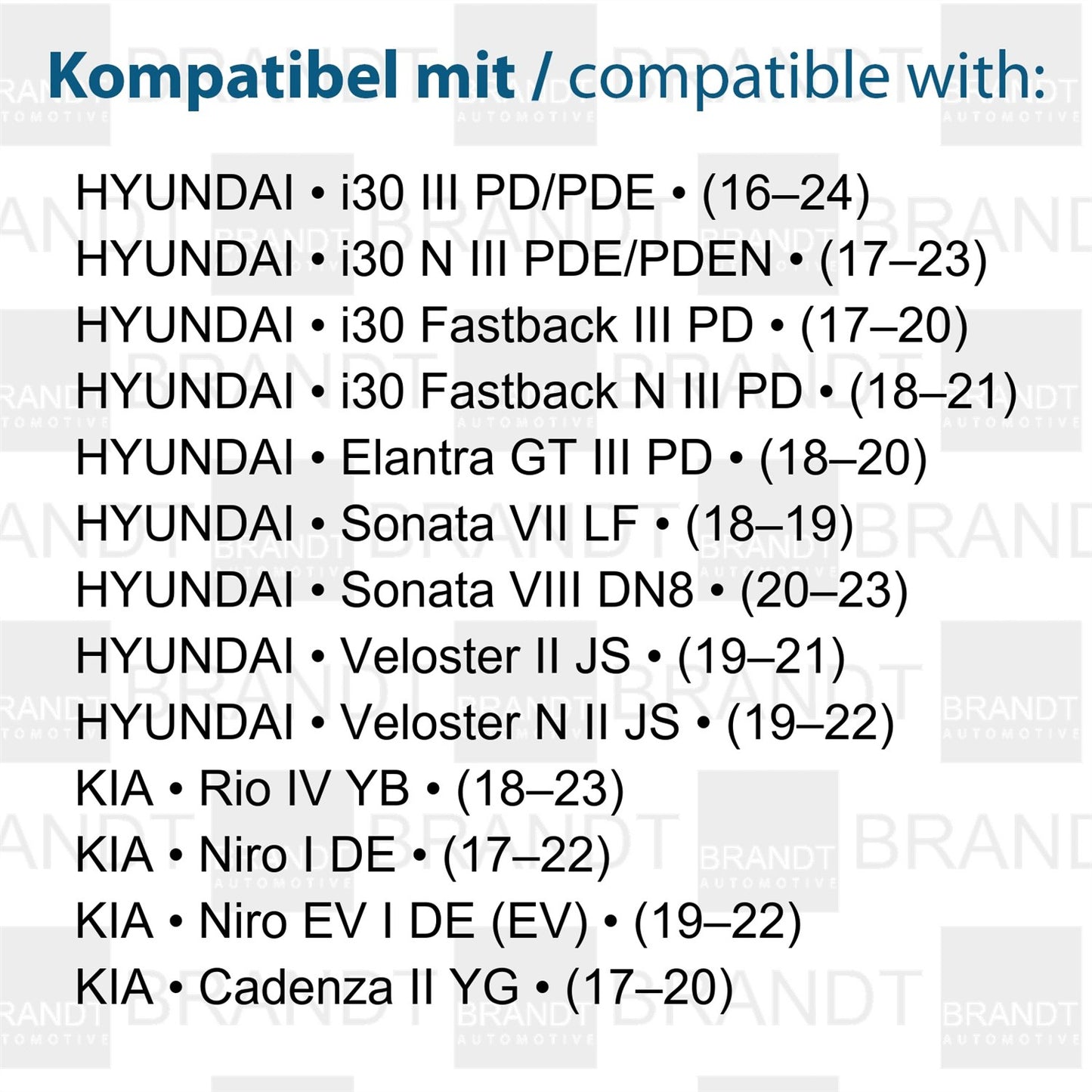 BRANDT Kennzeichenleuchten LED kompatibel mit Hyundai Elantra GT III i30 (Fastback) III Sonata VII VIII LF DN8 Veloster / N II JS 19-22 Kia Cadenza II YG Niro EV I DE Rio IV YB 18-23