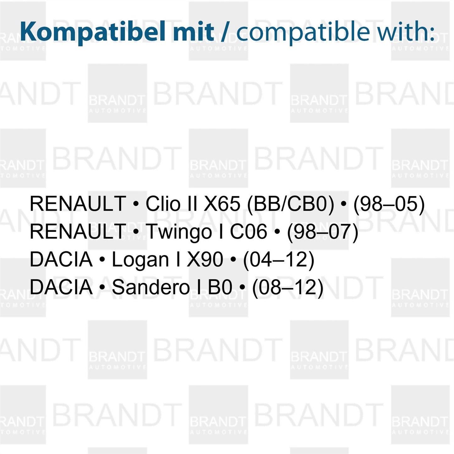 BRANDT AUTOMOTIVE Kennzeichenleuchte LED kompatibel mit Dacia Logan I X90 04-12 Sandero I B0 08-12 Renault Clio II 98-05 Twingo I C06 98-07