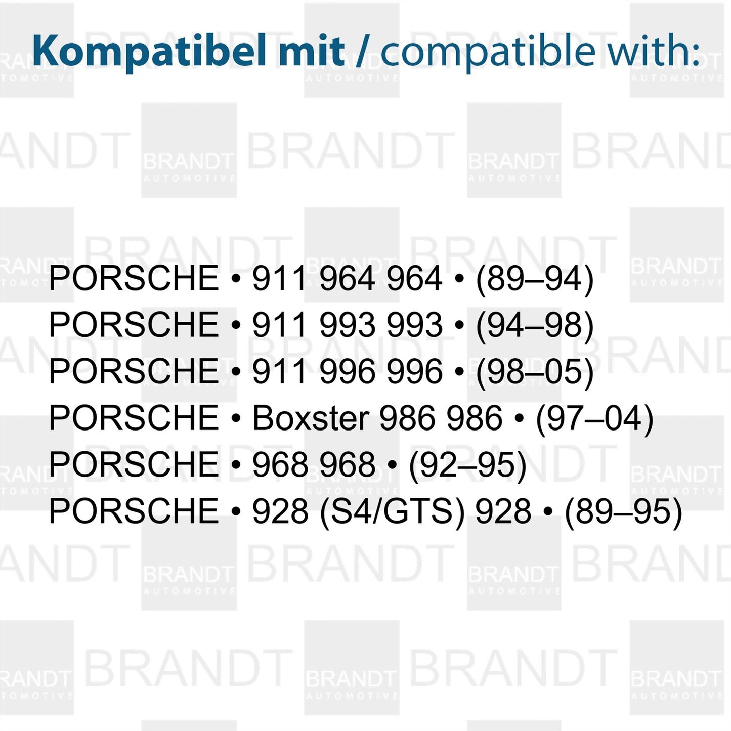 BRANDT AUTOMOTIVE Kennzeichenleuchten LED kompatibel mit Porsche 911 964 89-94 911 993 94-98 911 996 98-05 928 S4 GTS 89-95 968 92-95 Boxster 986 97-04