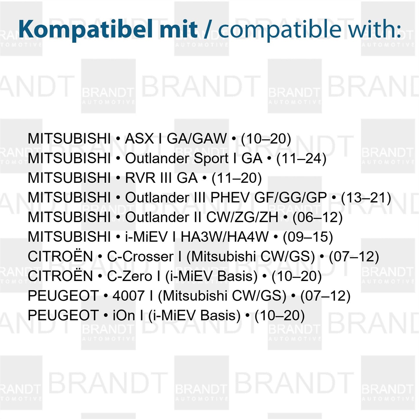 BRANDT Kennzeichenleuchten mit Stecker LED kompatibel mit Mitsubishi ASX I 10-20 i-MiEV I 09-15 Outlander II 06-12 Outlander III PHEV 13-21 Outlander Sport I GA 11-24 RVR III GA 11-20